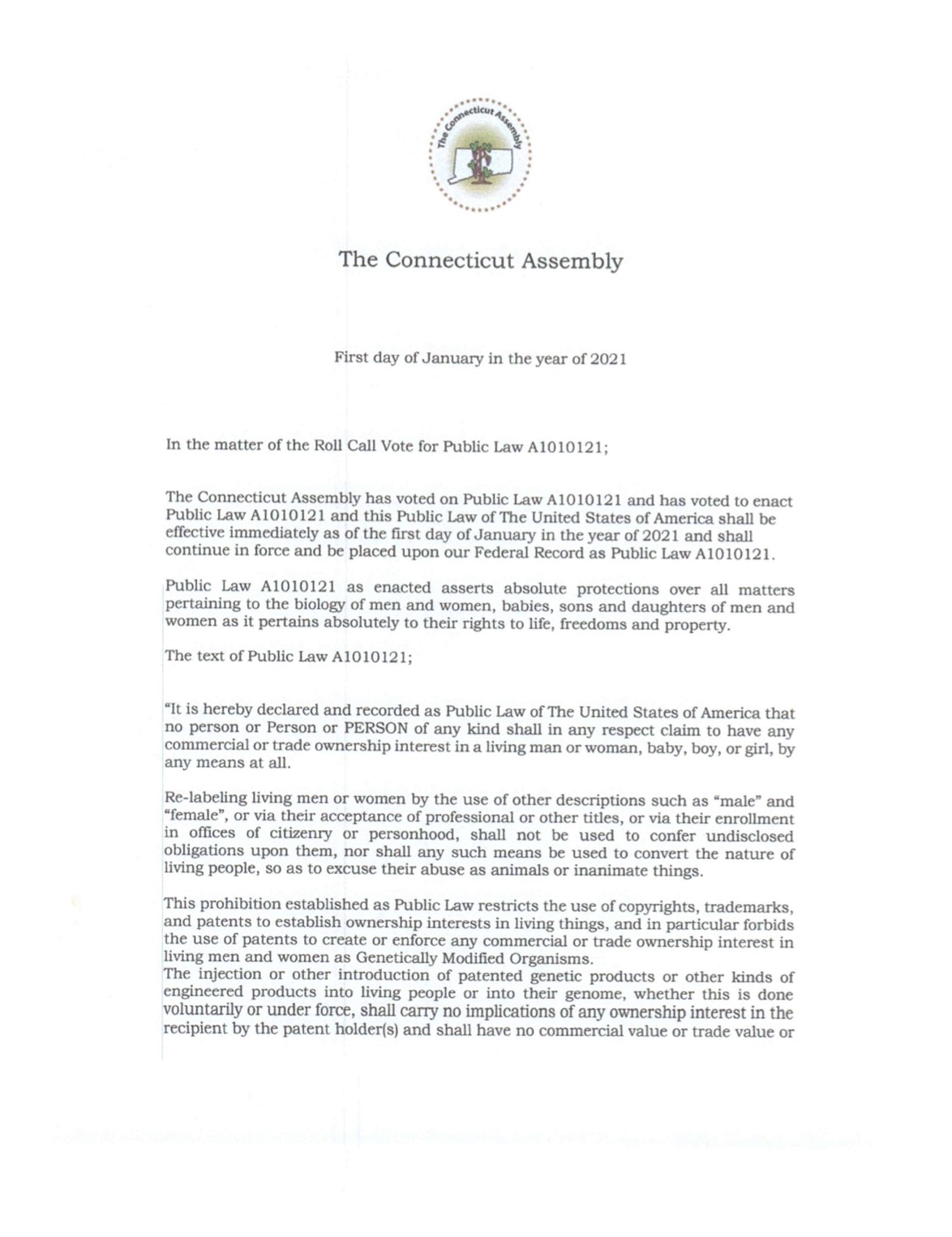 Public Law 20A1010121-01 21-2021 Page 2